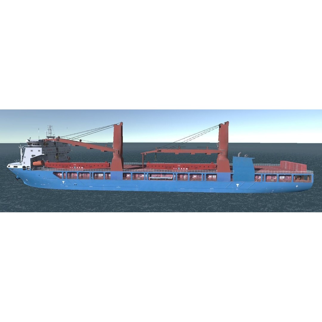 Heavy Load Carrier 3D Model – Low Poly Industrial Ship, FBX - View 5