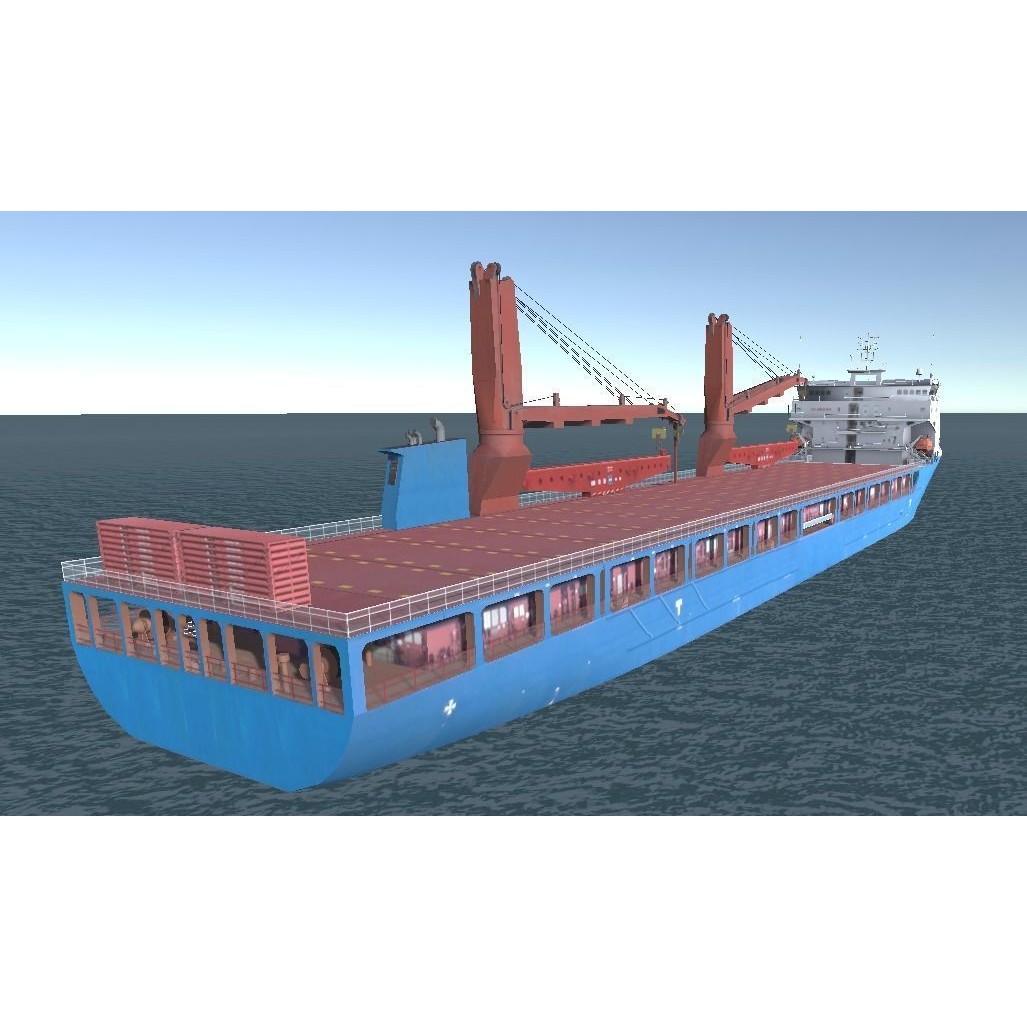 Heavy Load Carrier 3D Model – Low Poly Industrial Ship, FBX - View 7