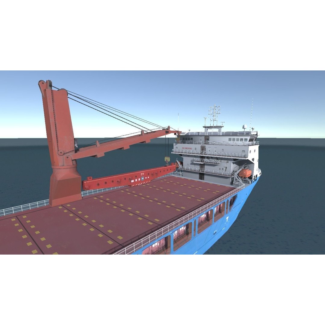Heavy Load Carrier 3D Model – Low Poly Industrial Ship, FBX - View 8