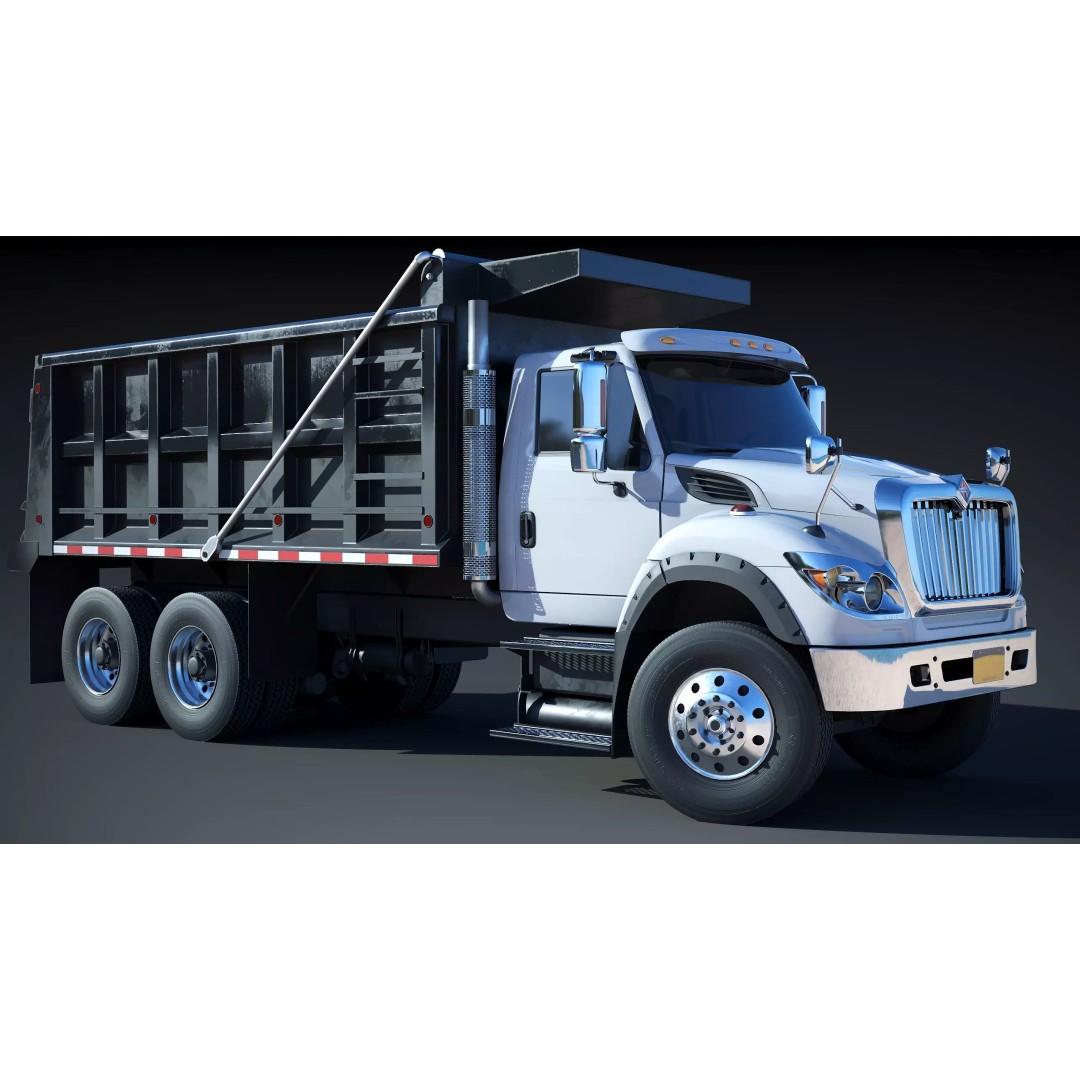 International Workstar 7600 Dump Truck 3D Model – Low Poly Game Asset, FBX - View 10