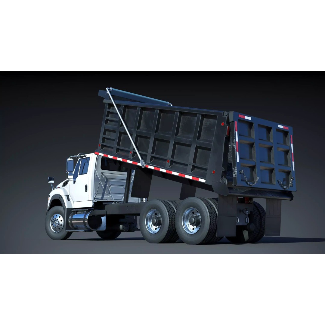 International Workstar 7600 Dump Truck 3D Model – Low Poly Game Asset, FBX - View 12