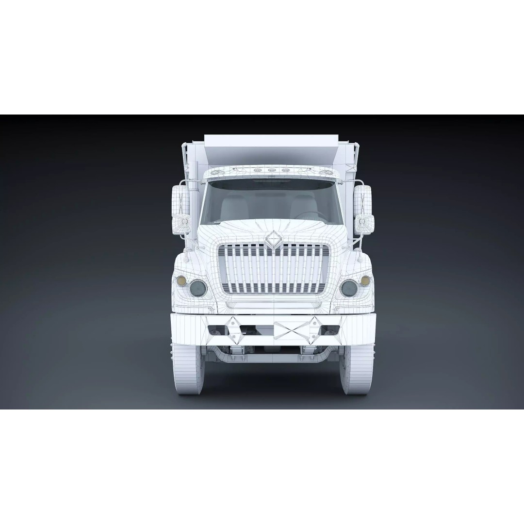 International Workstar 7600 Dump Truck 3D Model – Low Poly Game Asset, FBX - View 27