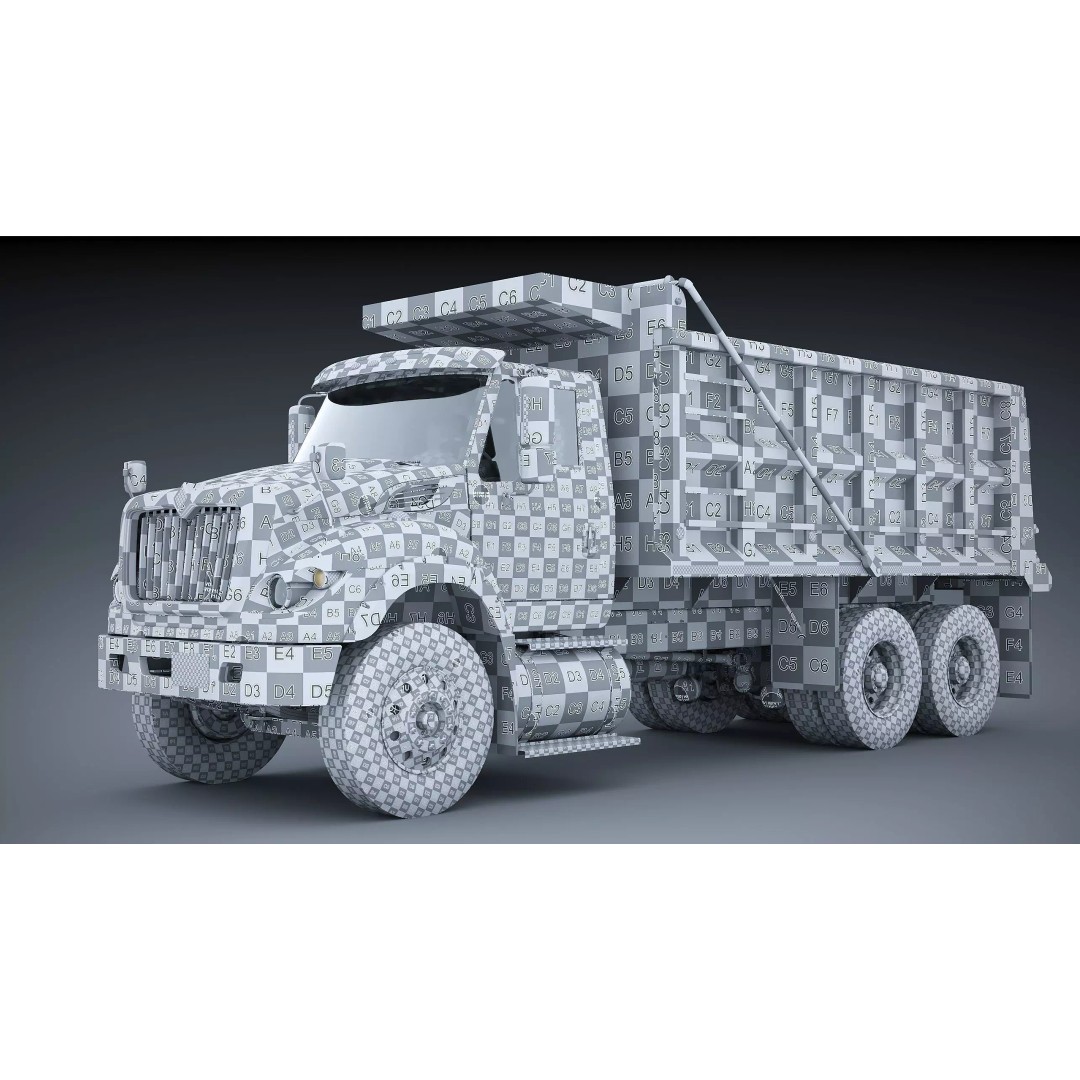 International Workstar 7600 Dump Truck 3D Model – Low Poly Game Asset, FBX - View 28