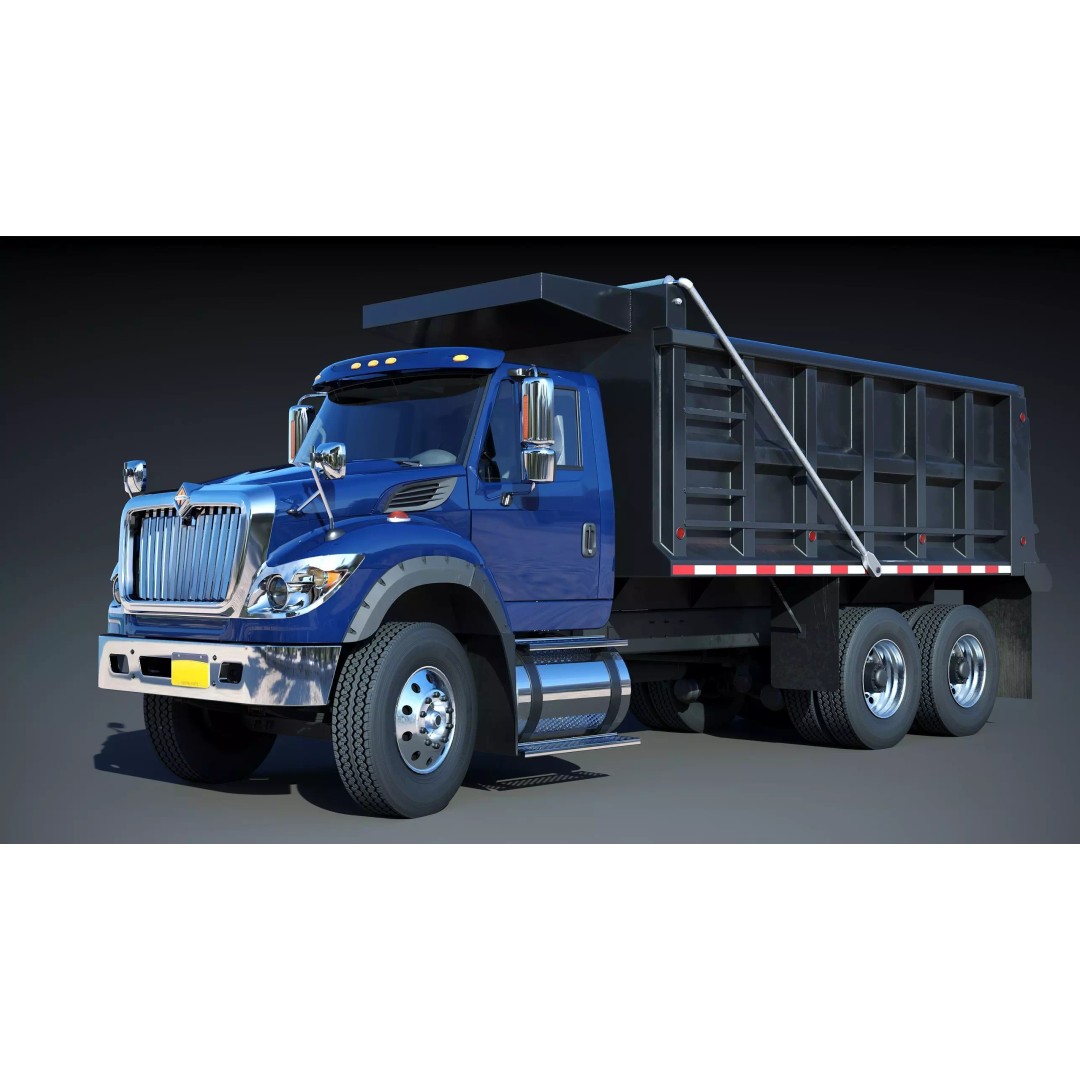 International Workstar 7600 Dump Truck 3D Model – Low Poly Game Asset, FBX - View 3