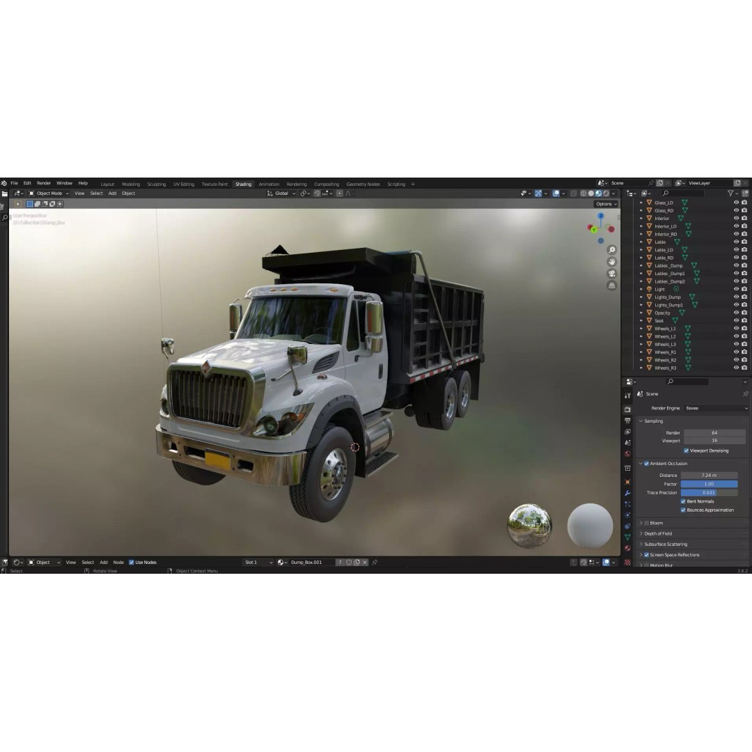 International Workstar 7600 Dump Truck 3D Model – Low Poly Game Asset, FBX - View 32