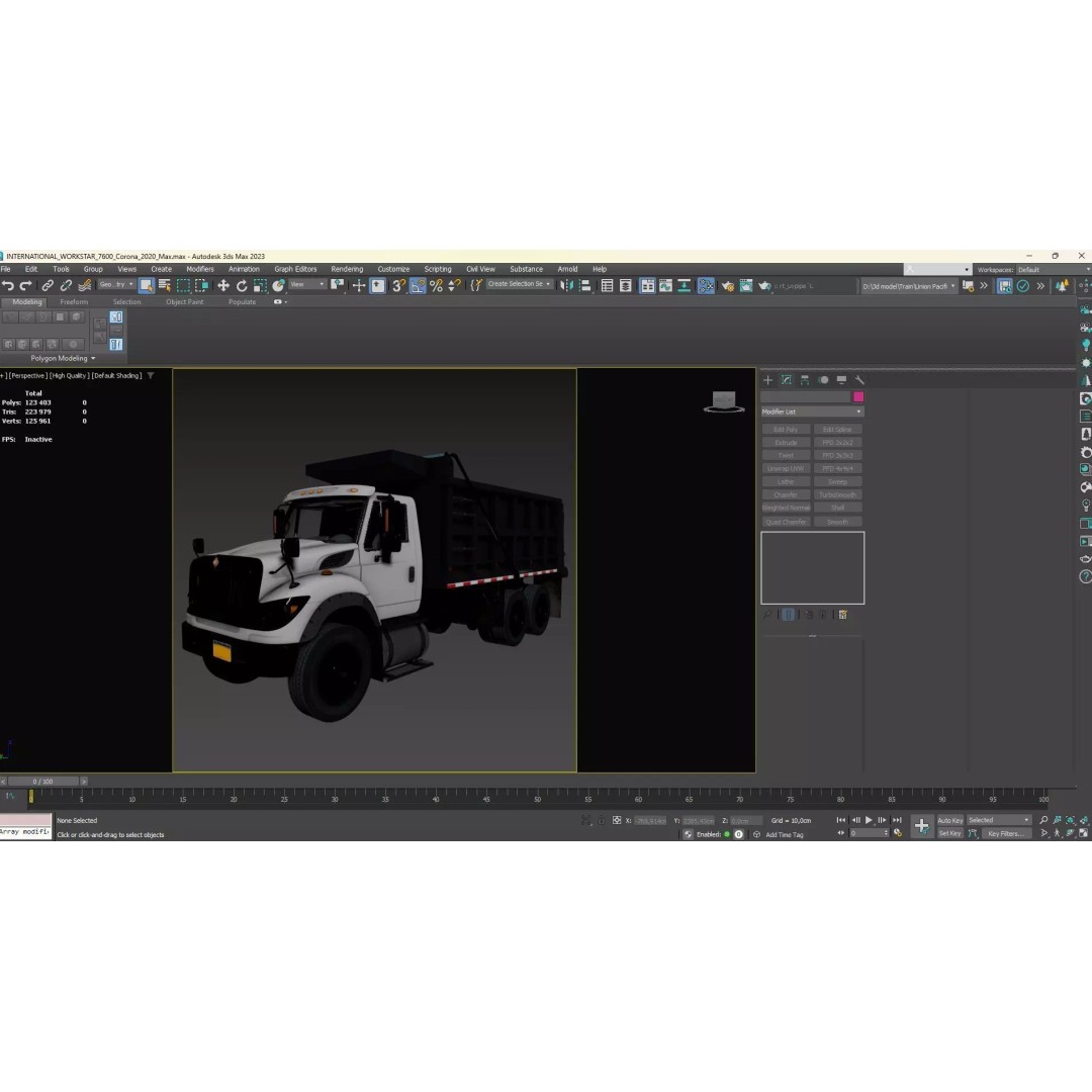 International Workstar 7600 Dump Truck 3D Model – Low Poly Game Asset, FBX - View 33