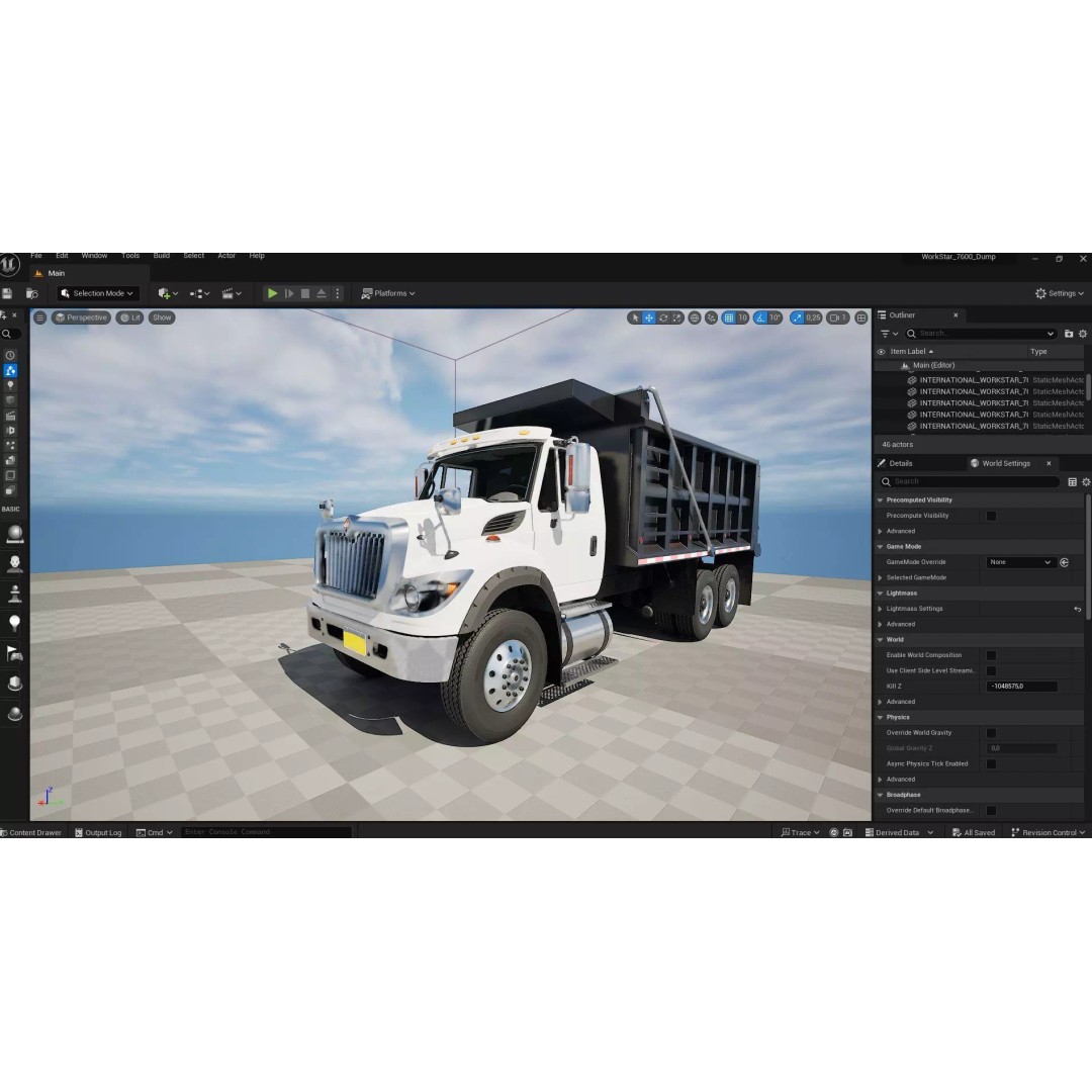 International Workstar 7600 Dump Truck 3D Model – Low Poly Game Asset, FBX - View 34