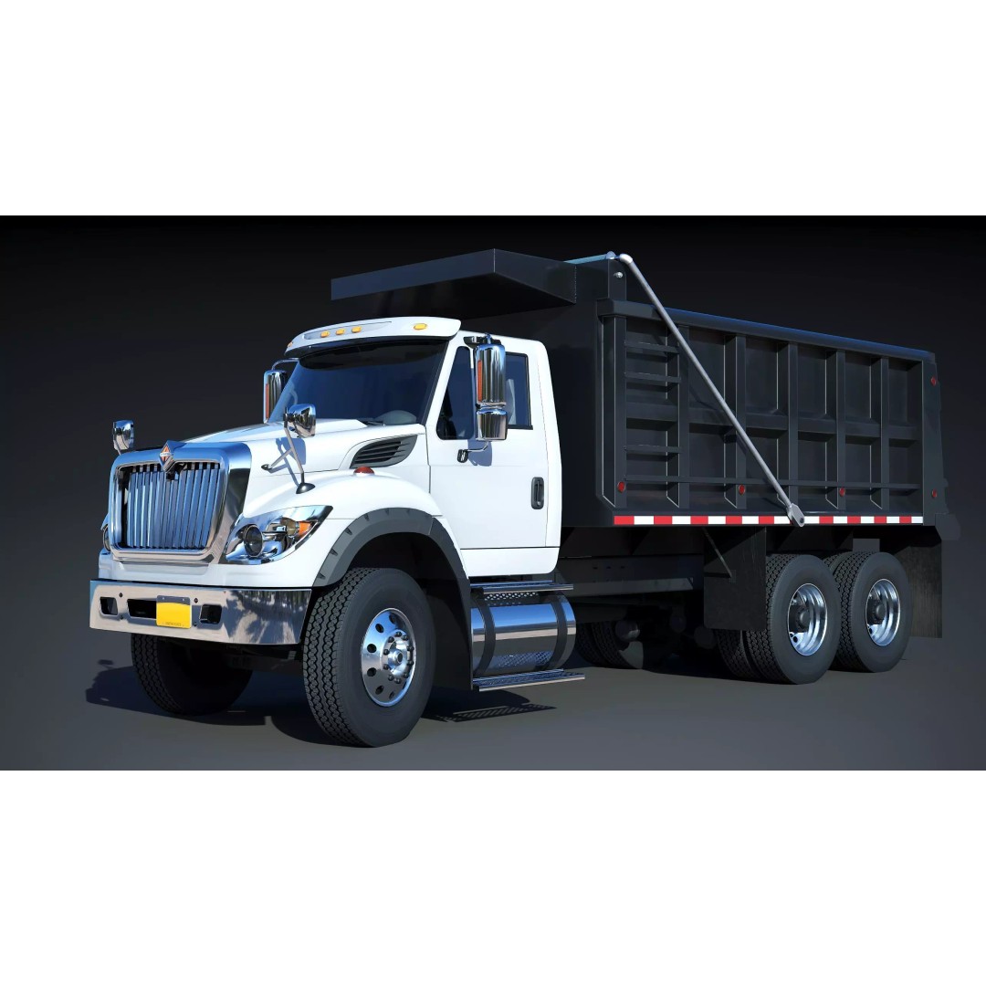 International Workstar 7600 Dump Truck 3D Model – Low Poly Game Asset, FBX - View 4