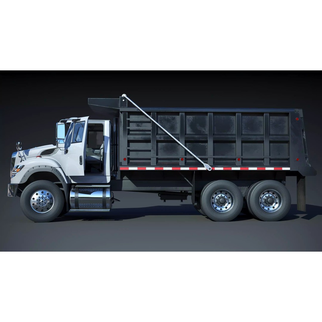 International Workstar 7600 Dump Truck 3D Model – Low Poly Game Asset, FBX - View 5