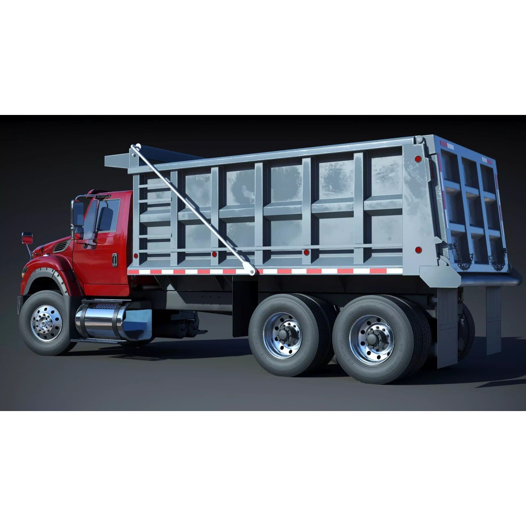 International Workstar 7600 Dump Truck 3D Model – Low Poly Game Asset, FBX - View 6
