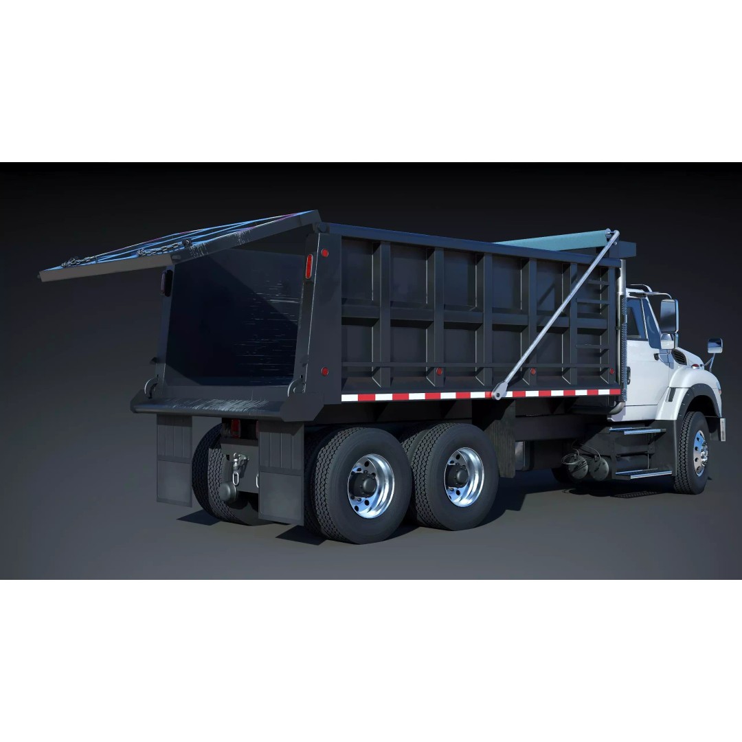 International Workstar 7600 Dump Truck 3D Model – Low Poly Game Asset, FBX - View 8