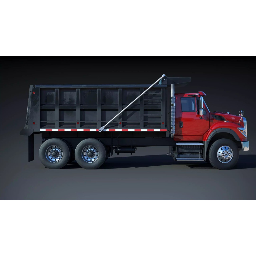 International Workstar 7600 Dump Truck 3D Model – Low Poly Game Asset, FBX - View 9