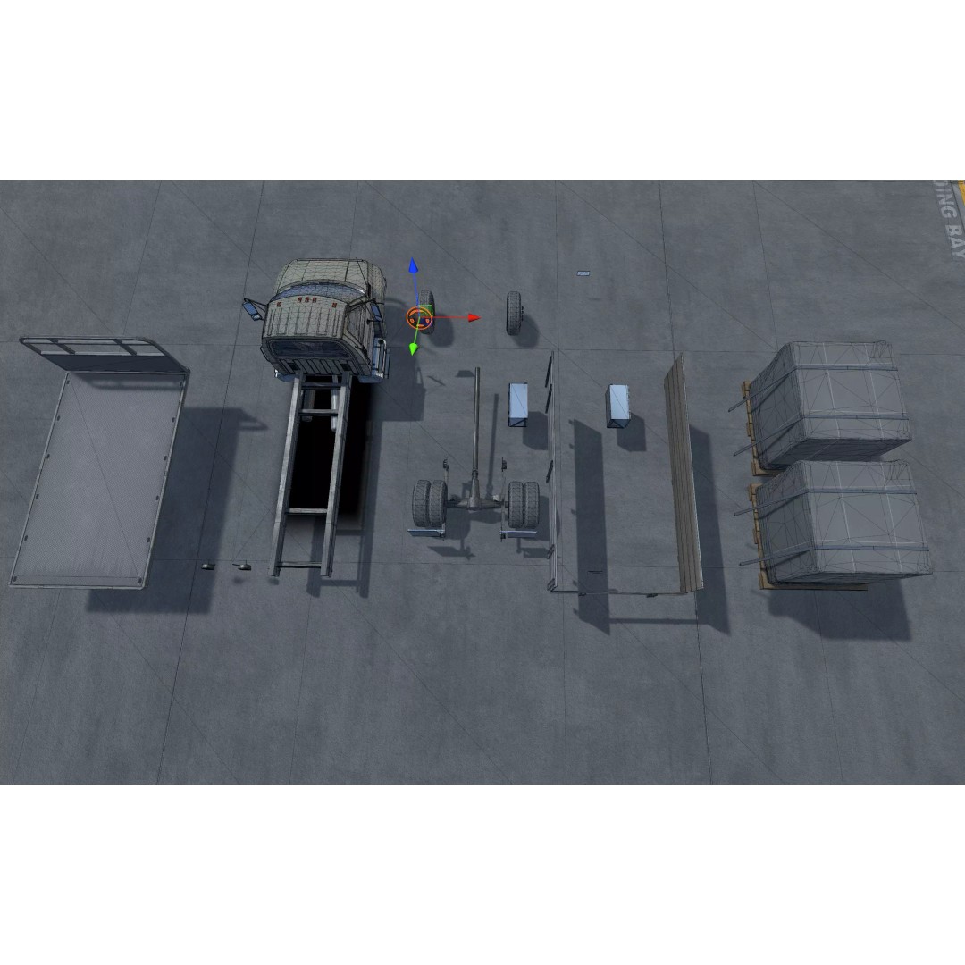 Flatbed Truck 3D Model – Low Poly Game Asset, Unity, FBX - View 24