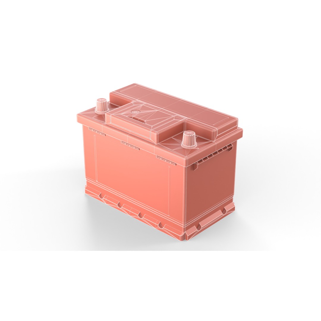 Lithium Car Battery 3D Model – Low Poly PBR Asset for Games, FBX, OBJ