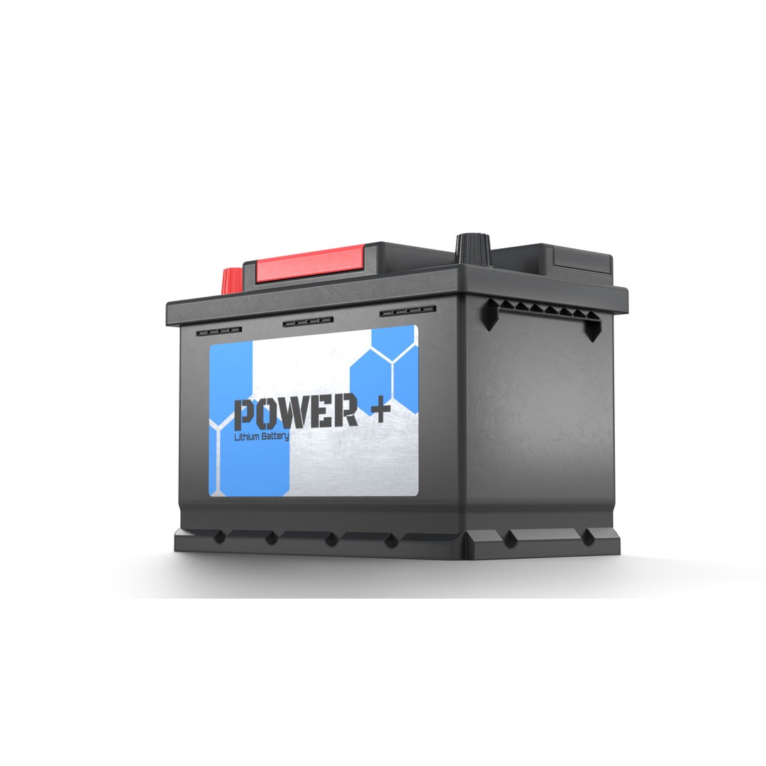 Lithium Car Battery 3D Model – Low Poly PBR Asset for Games, FBX, OBJ - View 3