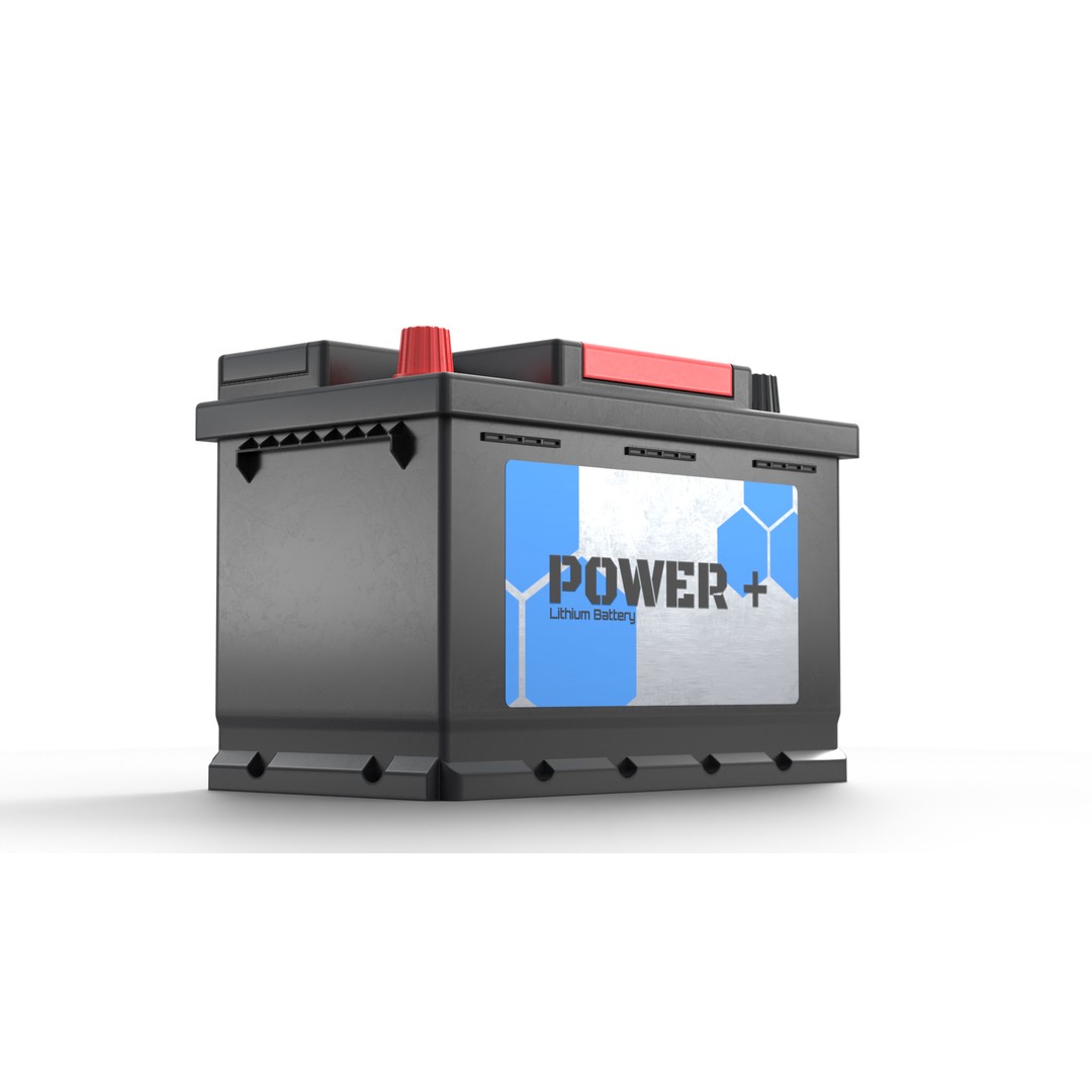 Lithium Car Battery 3D Model – Low Poly PBR Asset for Games, FBX, OBJ - View 4