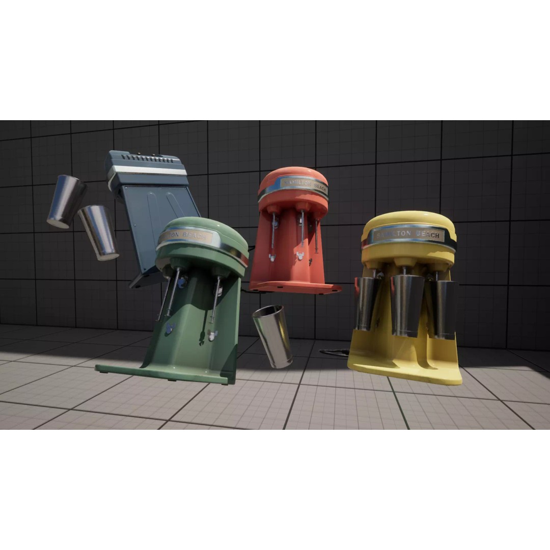 Retro Milkshake Maker 3D Model – Low Poly Game Asset, FBX & OBJ