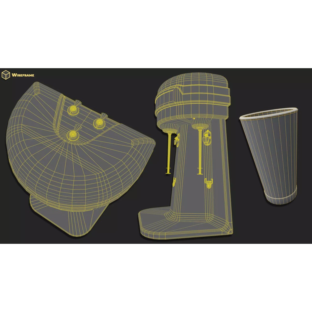 Retro Milkshake Maker 3D Model – Low Poly Game Asset, FBX & OBJ - View 10