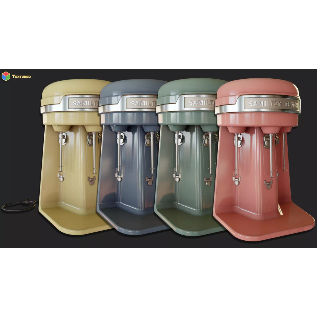 Retro Milkshake Maker 3D Model – Low Poly Game Asset, FBX & OBJ - View 4