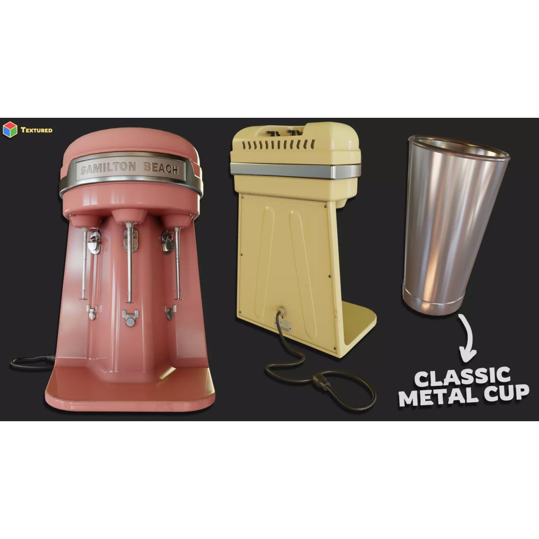 Retro Milkshake Maker 3D Model – Low Poly Game Asset, FBX & OBJ - View 5