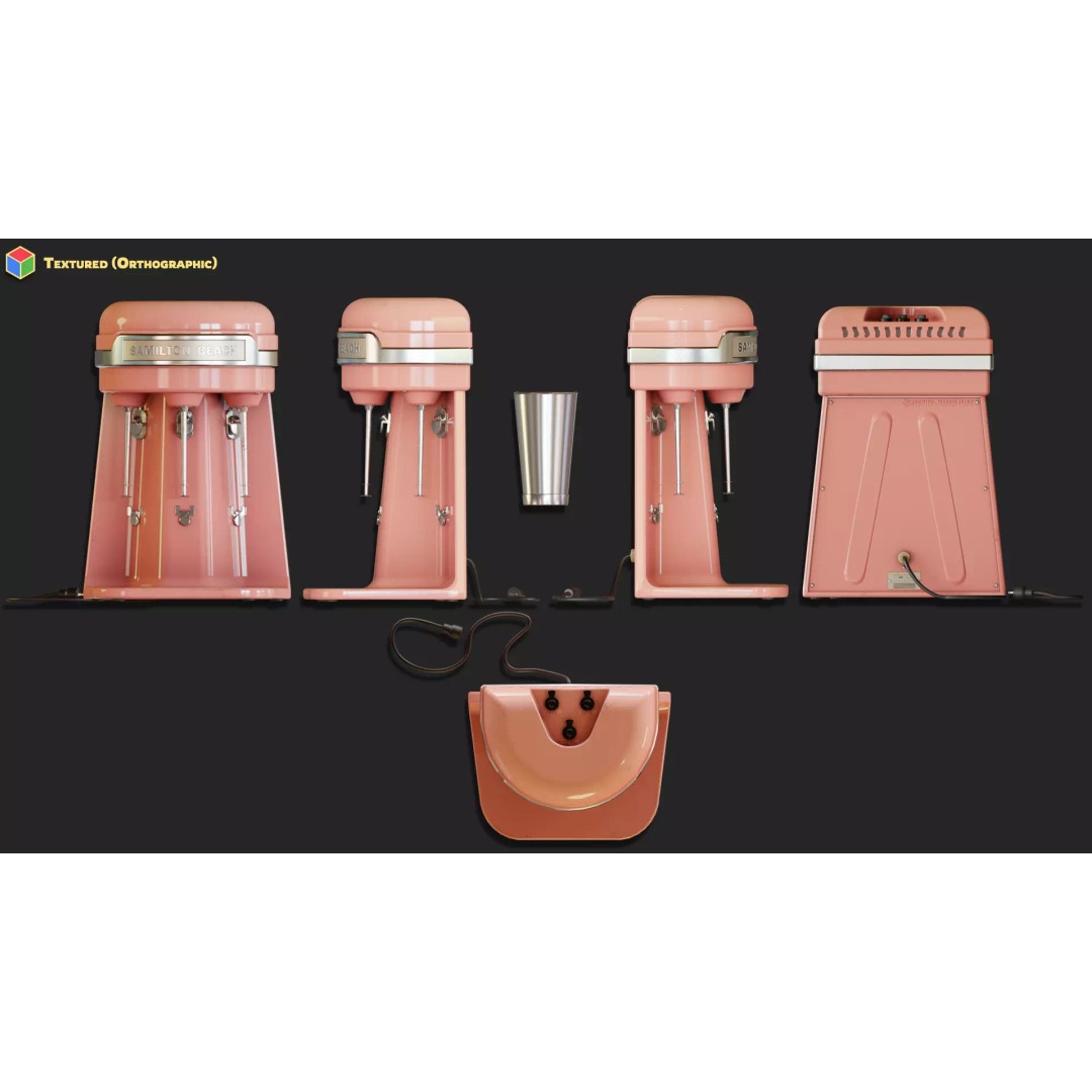 Retro Milkshake Maker 3D Model – Low Poly Game Asset, FBX & OBJ - View 7