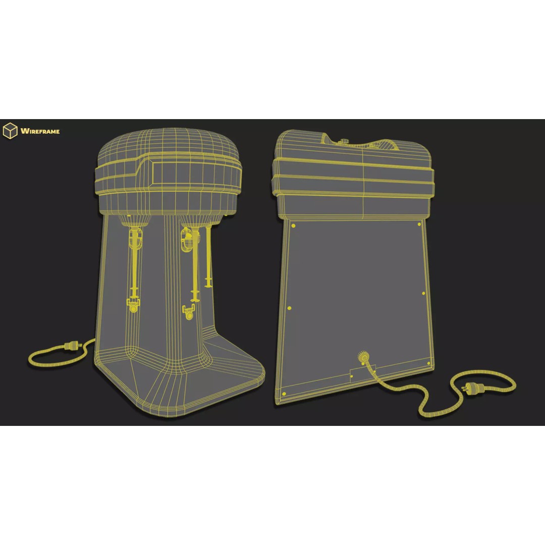 Retro Milkshake Maker 3D Model – Low Poly Game Asset, FBX & OBJ - View 9