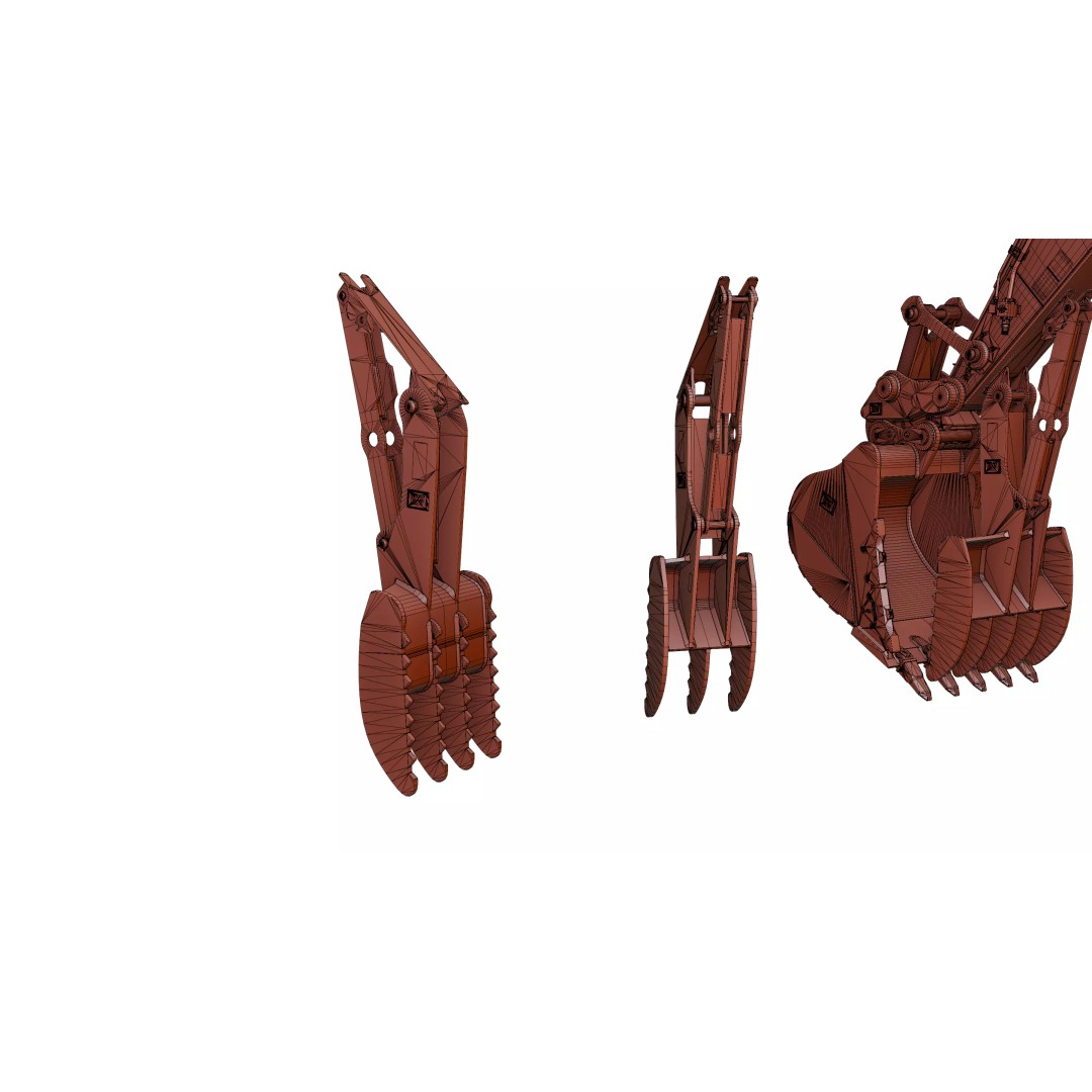 CAT Excavator 3D Model – Low Poly Construction Asset, FBX, OBJ - View 12