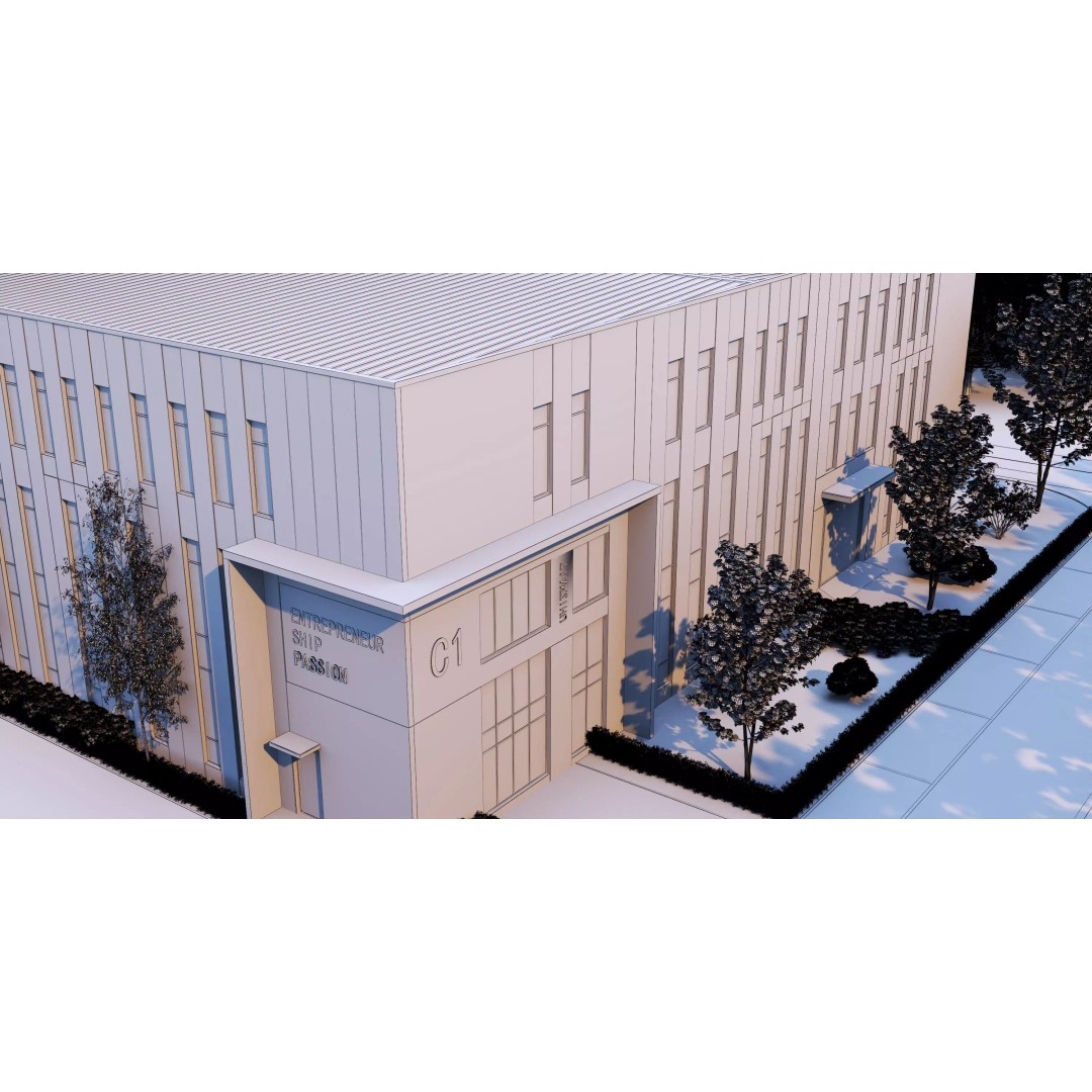 Industrial Building Factory 3D Model – Low Poly Architectural Asset, FBX, OBJ - View 13