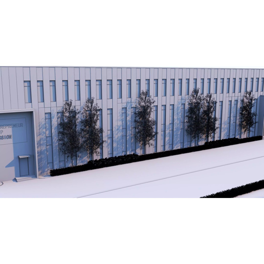 Industrial Building Factory 3D Model – Low Poly Architectural Asset, FBX, OBJ - View 19