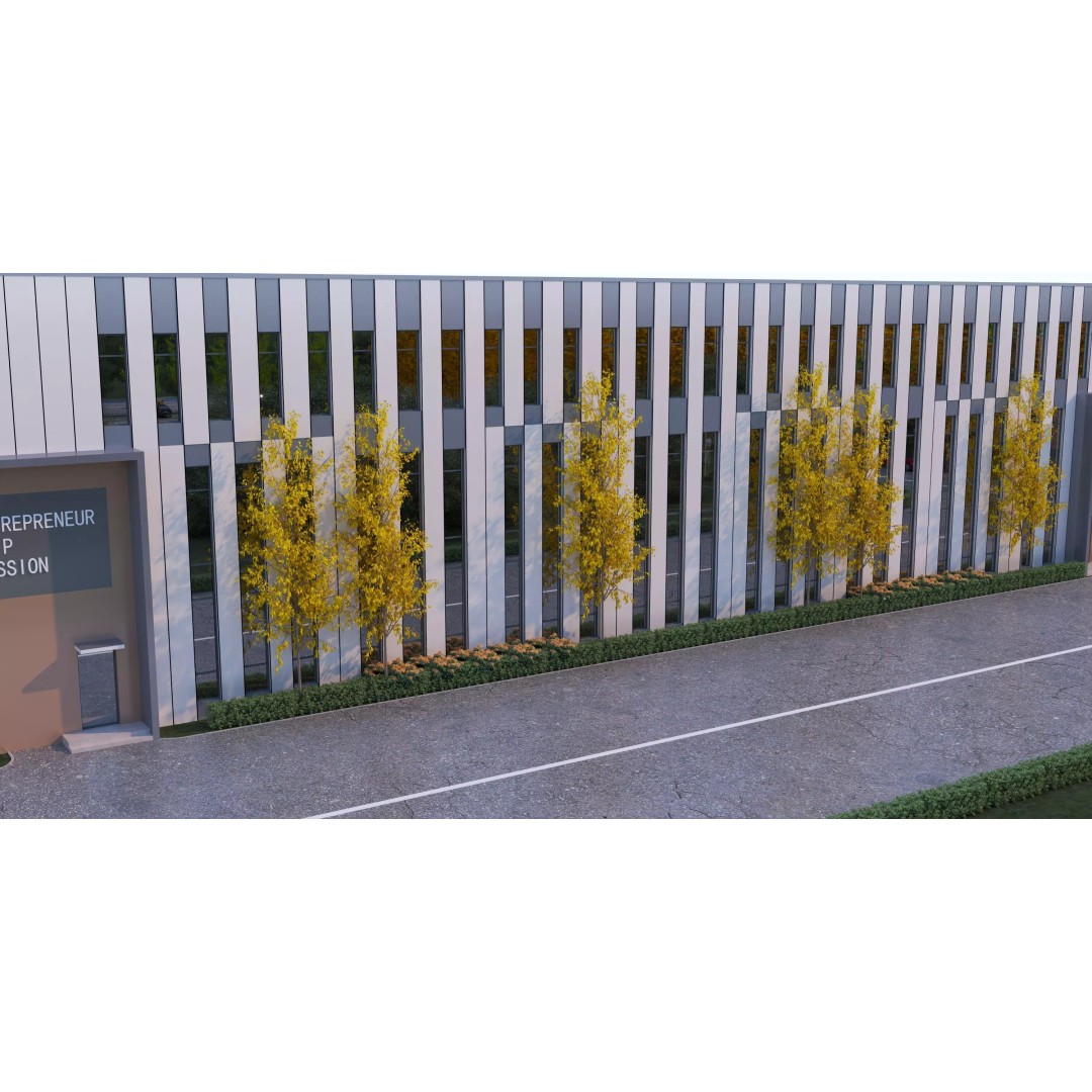 Industrial Building Factory 3D Model – Low Poly Architectural Asset, FBX, OBJ - View 5