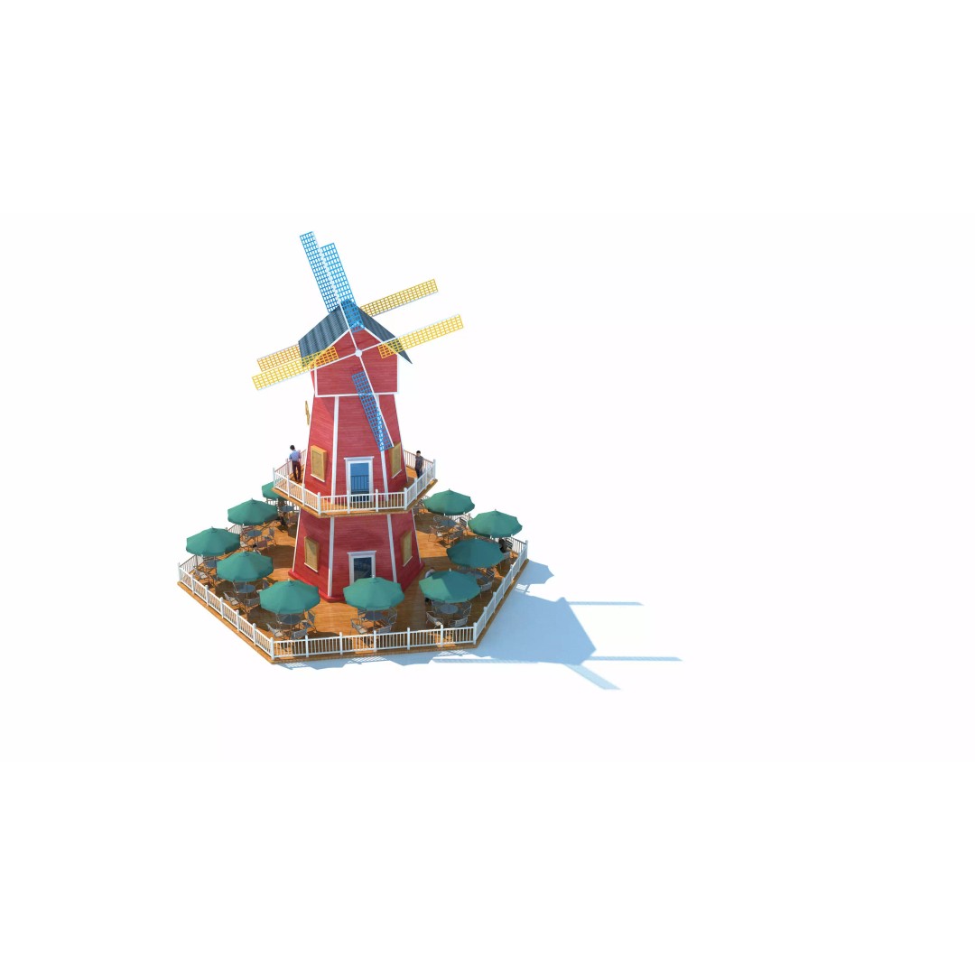 Windmill Cafe 3D Model – Modern Architectural Design, FBX, PBR - View 12