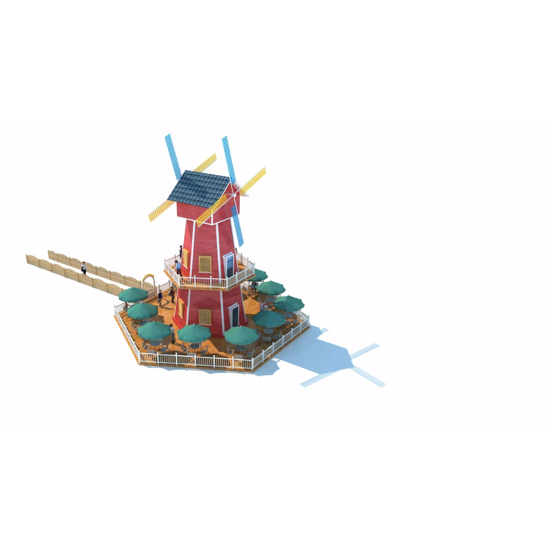 Windmill Cafe 3D Model – Modern Architectural Design, FBX, PBR - View 13
