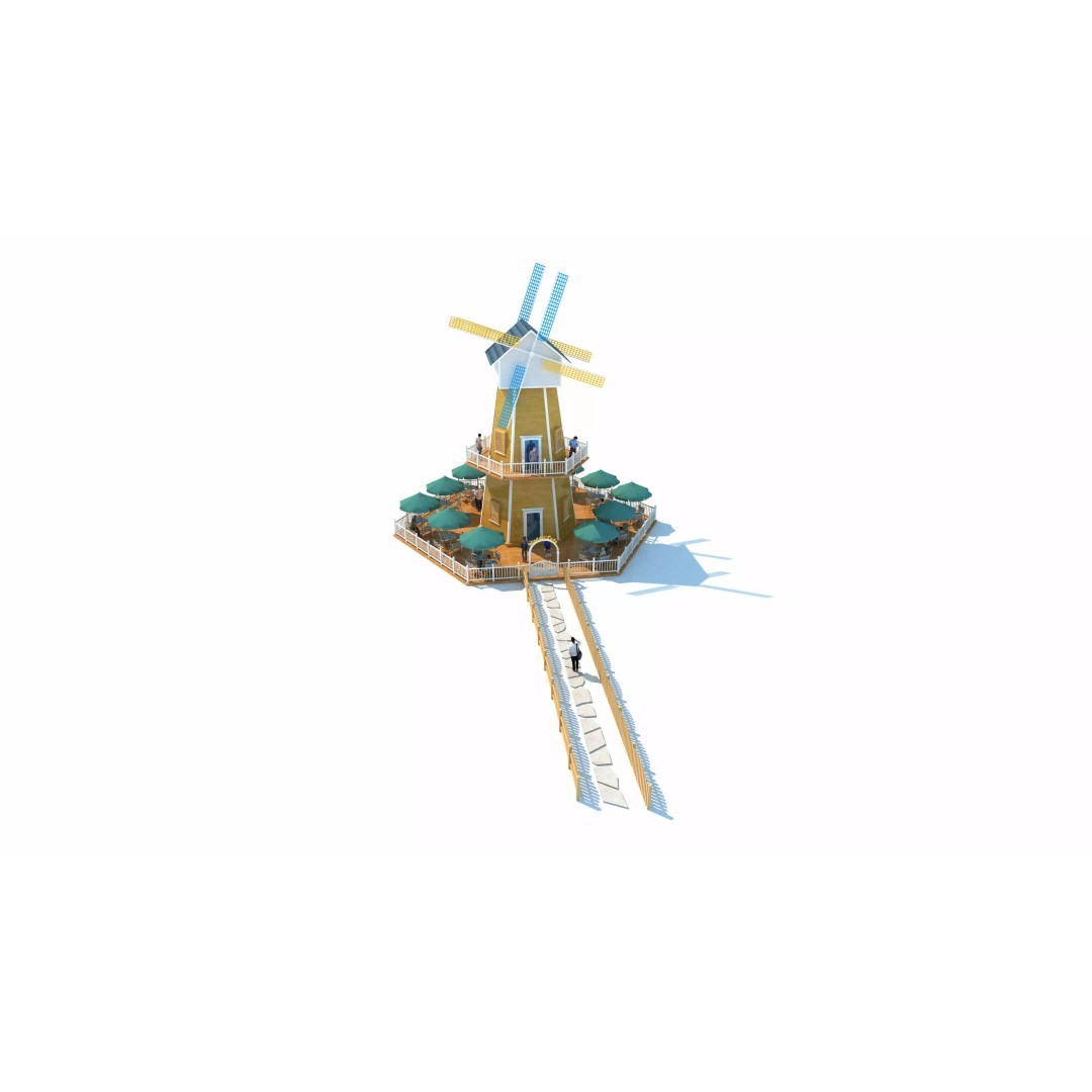 Windmill Cafe 3D Model – Modern Architectural Design, FBX, PBR - View 14