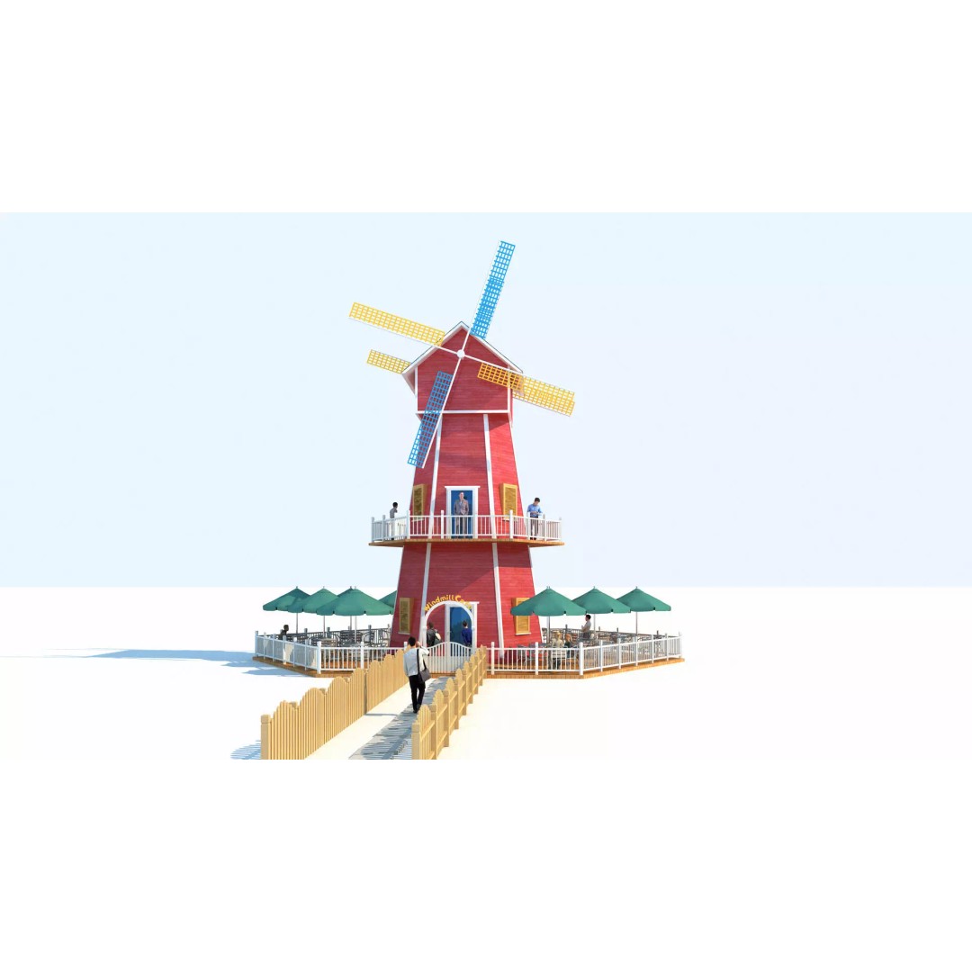 Windmill Cafe 3D Model – Modern Architectural Design, FBX, PBR - View 2