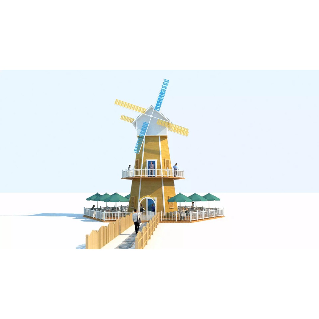 Windmill Cafe 3D Model – Modern Architectural Design, FBX, PBR - View 3