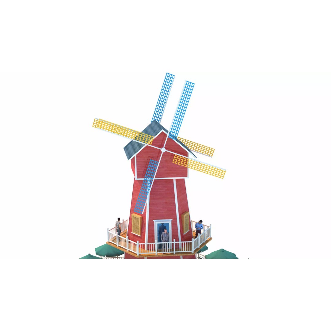 Windmill Cafe 3D Model – Modern Architectural Design, FBX, PBR - View 6