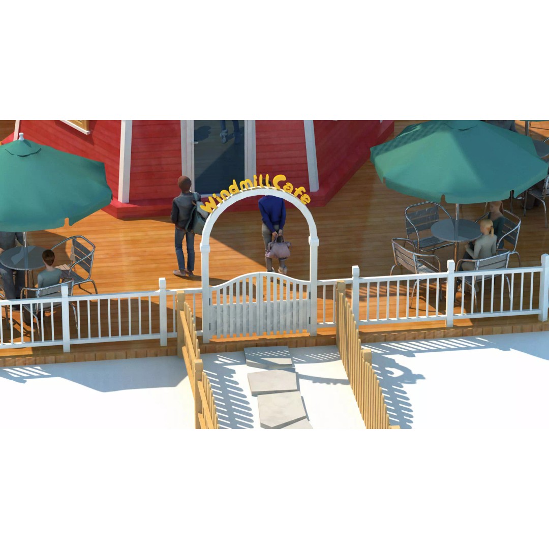 Windmill Cafe 3D Model – Modern Architectural Design, FBX, PBR - View 8