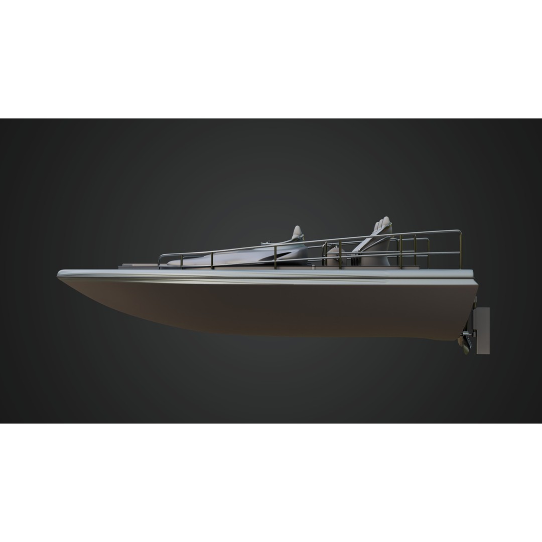 Silver Metallic Pedal Boat 3D Model – Futuristic Recreational Watercraft, FBX - View 10