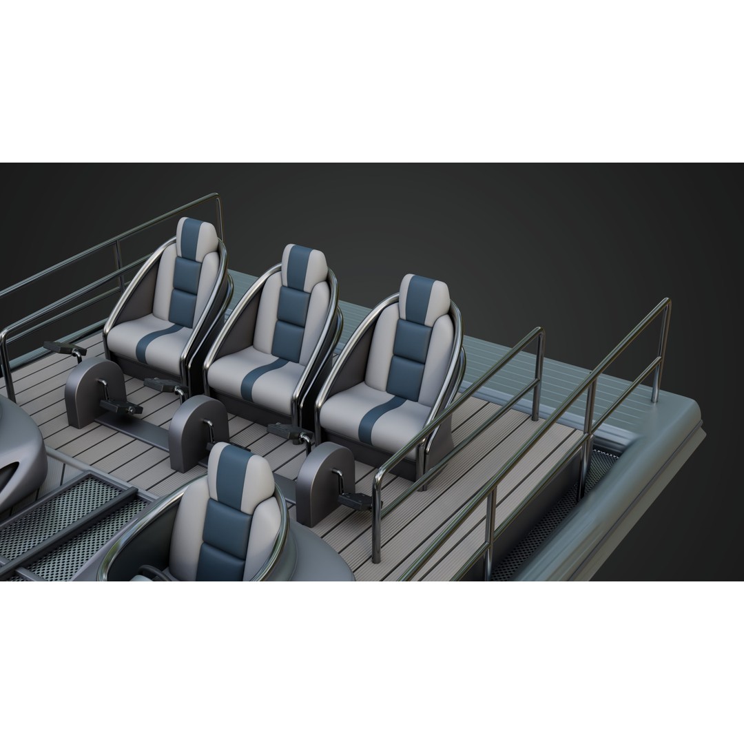Silver Metallic Pedal Boat 3D Model – Futuristic Recreational Watercraft, FBX - View 13