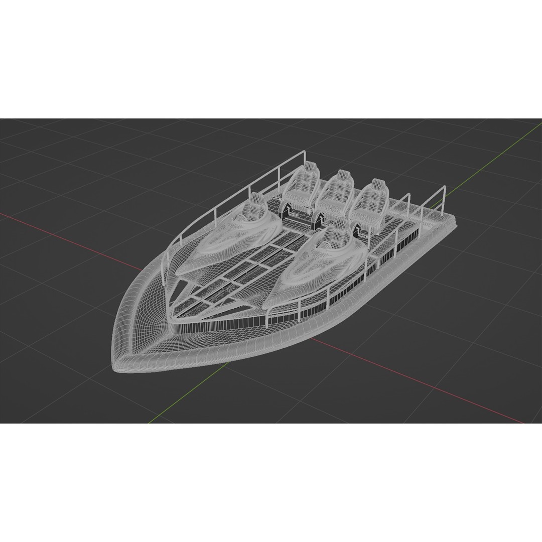 Silver Metallic Pedal Boat 3D Model – Futuristic Recreational Watercraft, FBX - View 14