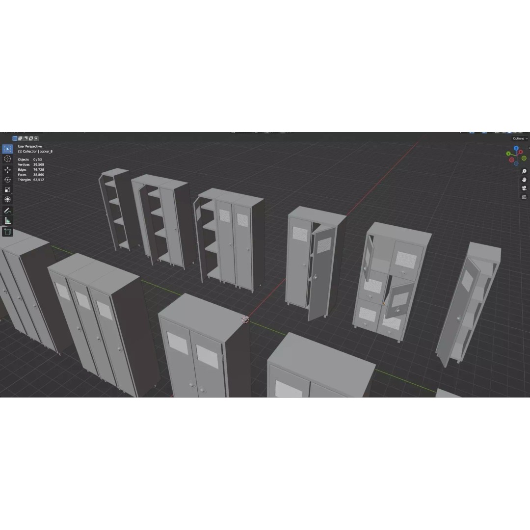 Trolley Storage Rack Lockers 3D Model – Low Poly Game Asset, FBX