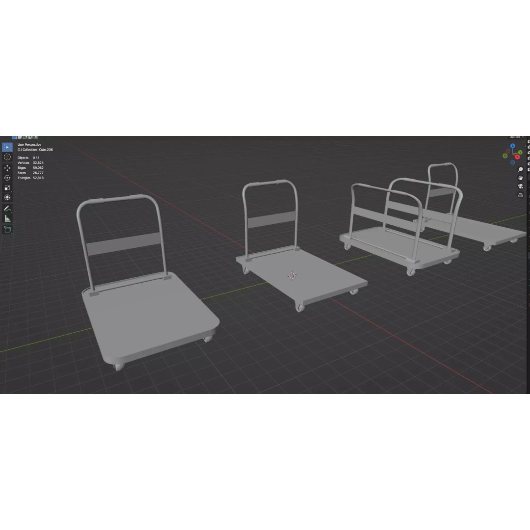 Trolley Storage Rack Lockers 3D Model – Low Poly Game Asset, FBX - View 16