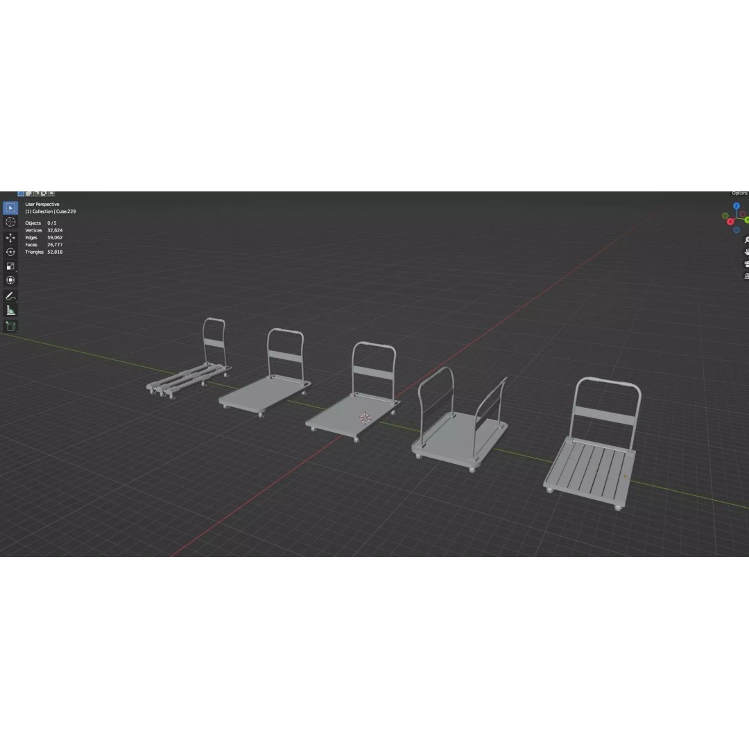 Trolley Storage Rack Lockers 3D Model – Low Poly Game Asset, FBX - View 17