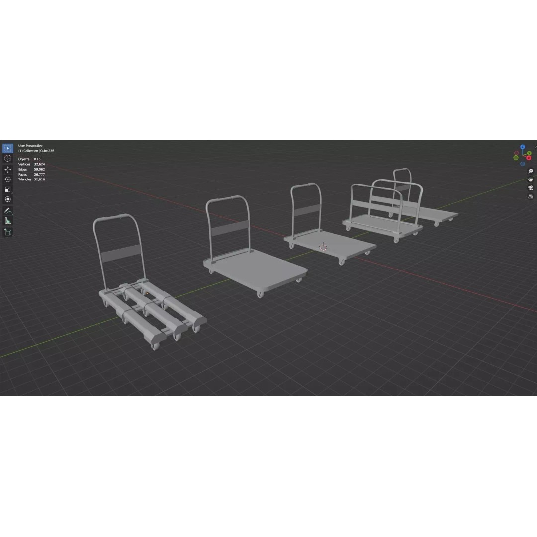 Trolley Storage Rack Lockers 3D Model – Low Poly Game Asset, FBX - View 19