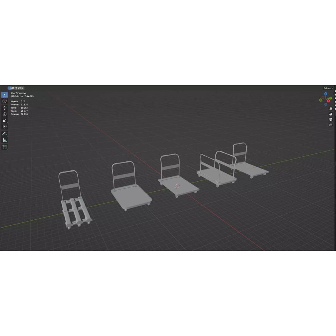 Trolley Storage Rack Lockers 3D Model – Low Poly Game Asset, FBX - View 20
