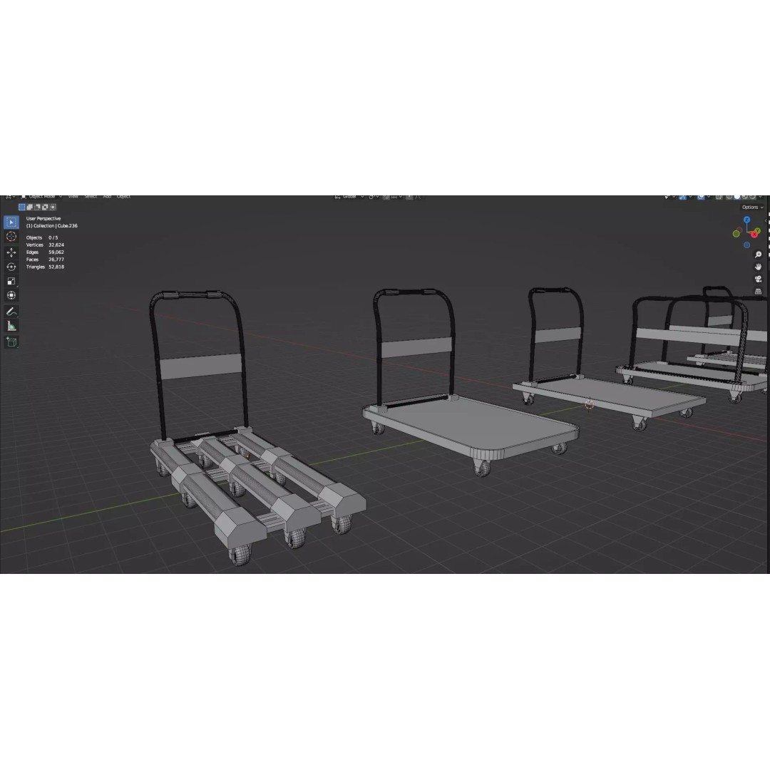 Trolley Storage Rack Lockers 3D Model – Low Poly Game Asset, FBX - View 22