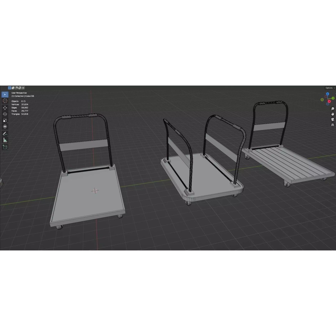 Trolley Storage Rack Lockers 3D Model – Low Poly Game Asset, FBX - View 24