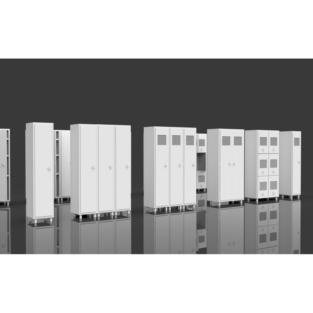 Trolley Storage Rack Lockers 3D Model – Low Poly Game Asset, FBX - View 3