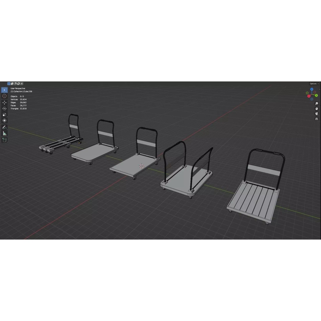 Trolley Storage Rack Lockers 3D Model – Low Poly Game Asset, FBX - View 31