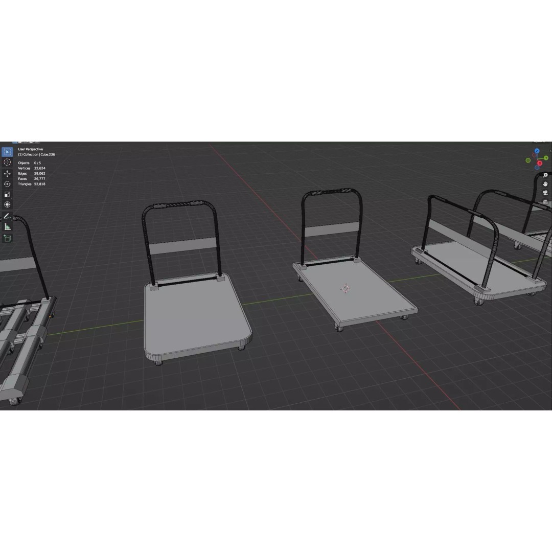 Trolley Storage Rack Lockers 3D Model – Low Poly Game Asset, FBX - View 32